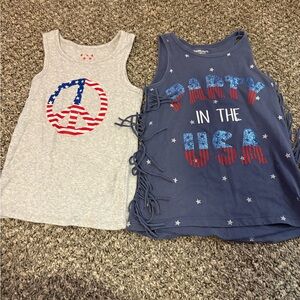 GUC set of 2 USA / red white blue girls size 6 tanks